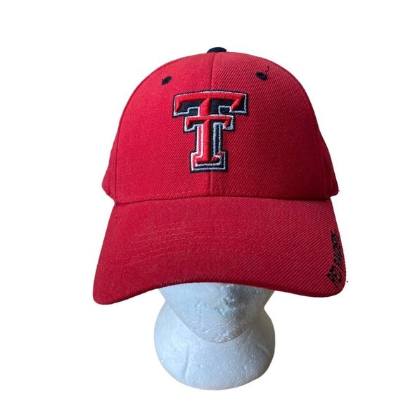Vtg Texas Tech Red Raiders Hat Big 12 Top of the World Embroidered Red - Picture 1 of 7